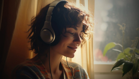 Build Momentum - Woman with headphones in peaceful setting